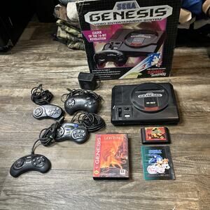 Sega Genesis Model 1 Console System 1601 - Sonic bundle Box W/ Extras (Read)